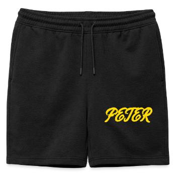 gel er text Peter - Short de survêtement homme premium - noir - Devant - AI Model Male 178 light (178cm)