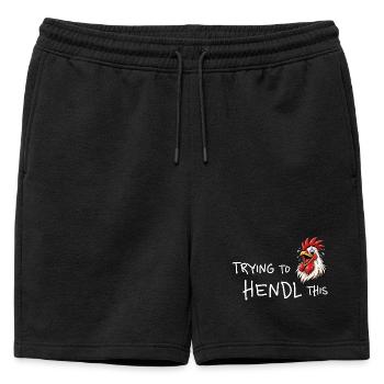 J’essaie de comprendre ça – Drôle de diction de poulet - Short de survêtement homme premium - noir - Devant - AI Model Male 178 light (178cm)