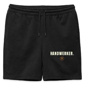 HANDWERKER. Minimalist Job Success Edition - Männer Premium Organic Sweatshorts - Schwarz - Vorne - AI Model Male 178 light (178cm)