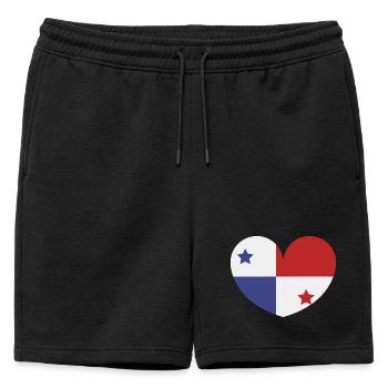 Drapeau du cœur du Panama - Short de survêtement homme premium - noir - Devant - AI Model Male 178 light (178cm)