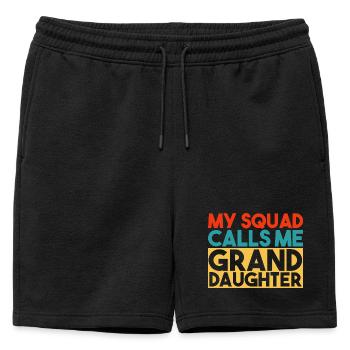 Mon escouade m’appelle petite-fille Typographie rétro - Short de survêtement homme premium - noir - Devant - AI Model Male 178 light (178cm)