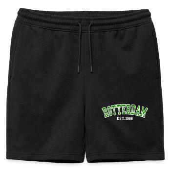 Rotterdam Est. 1986 - Mens' Premium Organic Sweatshorts - black - Front - AI Model Male 178 light (178cm)