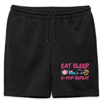 Mange, dors, K-Pop, rediffusion, musique coréenne K-pop. - Short de survêtement homme premium - noir - Devant - AI Model Male 178 light (178cm)