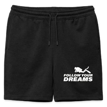 Follow Your Dreams - Mens' Premium Organic Sweatshorts - black - Front - AI Model Male 178 light (178cm)