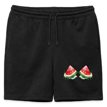 Aquarelle Pastèque - Short de survêtement homme premium - noir - Devant - AI Model Male 178 light (178cm)