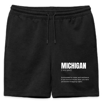 Courage hivernal du Michigan et proximité de l’eau - Short de survêtement homme premium - noir - Devant - AI Model Male 178 light (178cm)