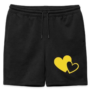 Cœur jaune motif de cœurs KBE jaune - Short de survêtement homme premium - noir - Devant - AI Model Male 178 light (178cm)