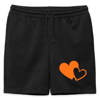 Cœur orange motif de cœur orange - Short de survêtement homme premium - noir - Devant - AI Model Male 178 light (178cm)