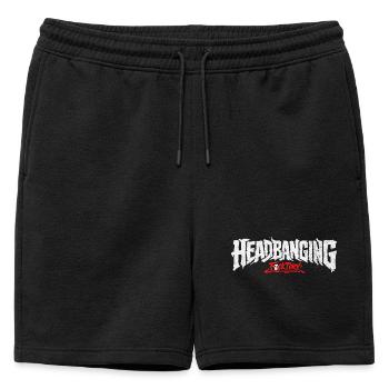 Headbanging logo white - Mens' Premium Organic Sweatshorts - black - Front - AI Model Male 178 light (178cm)