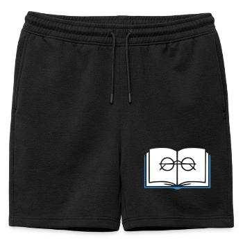 Aperçu du livre et des lunettes - Short de survêtement homme premium - noir - Devant - AI Model Male 178 light (178cm)