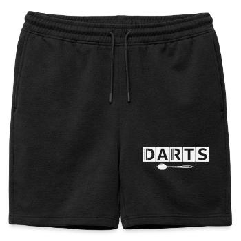 Darts Motiv mit Pfeil-Detail - Männer Premium Organic Sweatshorts - Schwarz - Vorne - AI Model Male 178 light (178cm)