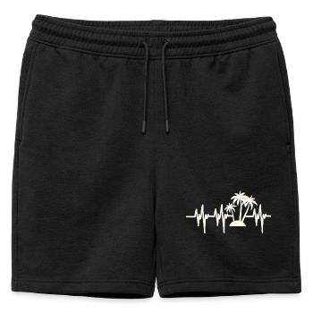 Heartbeat Beach Holiday - Mens' Premium Organic Sweatshorts - black - Front - AI Model Male 178 light (178cm)