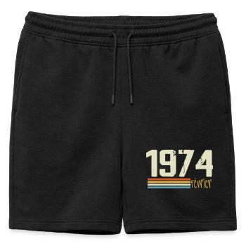 Février 1974 - Février 1974 Anniversaire 1974 - Short de survêtement homme premium - noir - Devant - AI Model Male 178 light (178cm)
