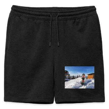 Snowboard sur une pente ensoleillée - Short de survêtement homme premium - noir - Devant - AI Model Male 178 light (178cm)