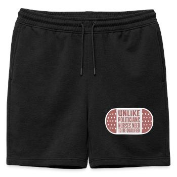 Contrairement aux politiciens, les infirmières doivent être qualifiées - Short de survêtement homme premium - noir - Devant - AI Model Male 178 light (178cm)