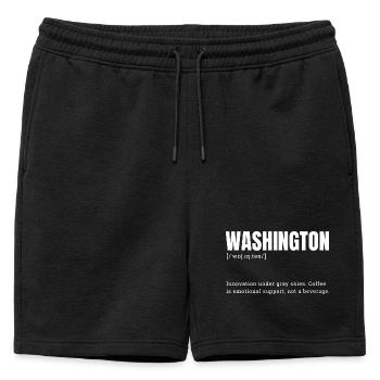 Washington Grunge Typer - Short de survêtement homme premium - noir - Devant - AI Model Male 178 light (178cm)