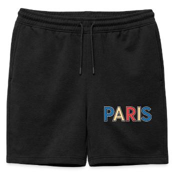 Paris Color Block Typography - Mens' Premium Organic Sweatshorts - black - Front - AI Model Male 178 light (178cm)