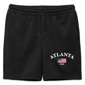Atlanta, USA - Mens' Premium Organic Sweatshorts - black - Front - AI Model Male 178 light (178cm)