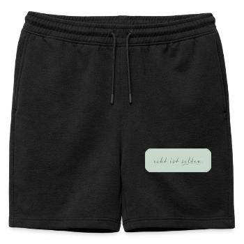 Le réel est rare – Typographie minimaliste - Short de survêtement homme premium - noir - Devant - AI Model Male 178 light (178cm)