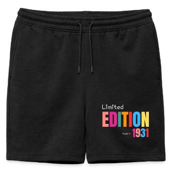Limitierte Auflage Hergestellt 1931 - Männer Premium Organic Sweatshorts - Schwarz - Vorne - AI Model Male 178 light (178cm)