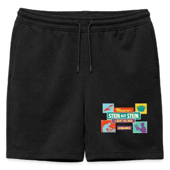 Pierre sur pierre me suit – Maurer Spruch - Short de survêtement homme premium - noir - Devant - AI Model Male 178 light (178cm)