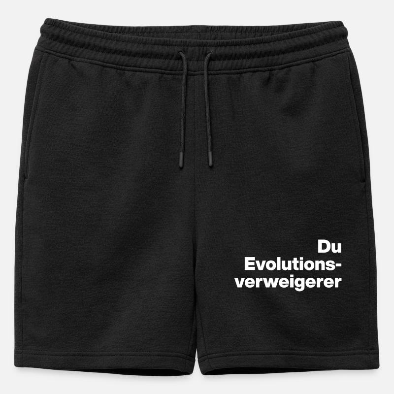 DU EVOLUTIONSVERWEIGERER. SARKASMUS, FRECH - Männer Premium Organic Sweatshorts - Schwarz