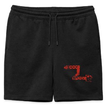 Serpent totem rouge - Short de survêtement homme premium - noir - Devant - AI Model Male 178 light (178cm)