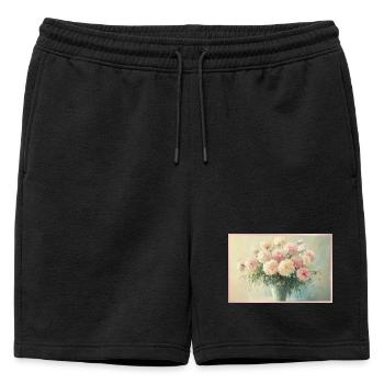 Bouquet floral pastel délicat - Short de survêtement homme premium - noir - Devant - AI Model Male 178 light (178cm)