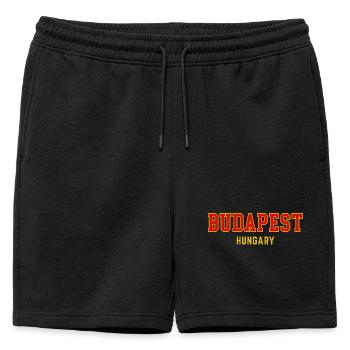 Budapest City Pride Varsity - Mens' Premium Organic Sweatshorts - black - Front - AI Model Male 178 light (178cm)