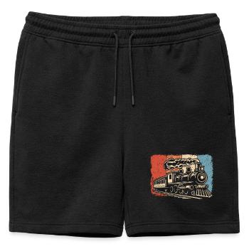 Railway Steam locomotive Locomotive Model railway Train - Mens' Premium Organic Sweatshorts - black - Front - AI Model Male 178 light (178cm)