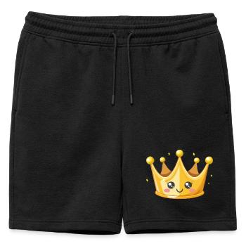 Kawaii Golden Crown Illustration - Mens' Premium Organic Sweatshorts - black - Front - AI Model Male 178 light (178cm)