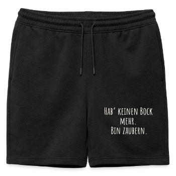 Lustiger Spruch- Hab keinen Bock mehr. Bin Zaubern - Männer Premium Organic Sweatshorts - Schwarz - Vorne - AI Model Male 178 light (178cm)