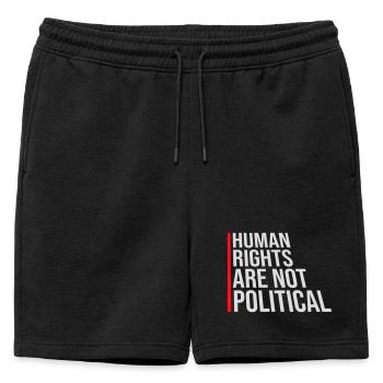 Les droits de l’homme ne sont pas politiques Logo Menschenrechte - Short de survêtement homme premium - noir - Devant - AI Model Male 178 light (178cm)