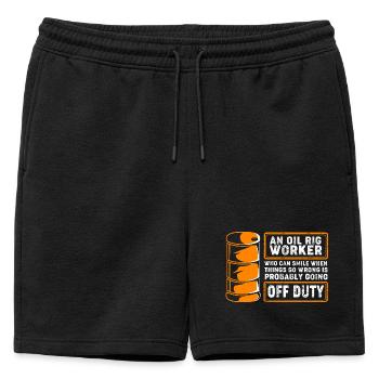 Champ pétrolier de la plateforme pétrolière - Short de survêtement homme premium - noir - Devant - AI Model Male 178 light (178cm)
