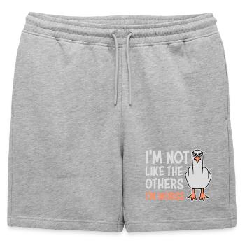 Mittelfinger Möwe Im Not Like The Others I'm Worse - Männer Premium Organic Sweatshorts - Grau meliert - Vorne - AI Model Male 178 light (178cm)
