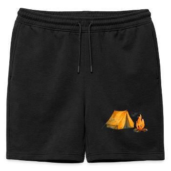 Camp Aventure Tente & Feu - Short de survêtement homme premium - noir - Devant - AI Model Male 178 light (178cm)