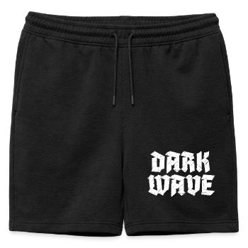 Conception du logo typographique Dark Wave - Short de survêtement homme premium - noir - Devant - AI Model Male 178 light (178cm)
