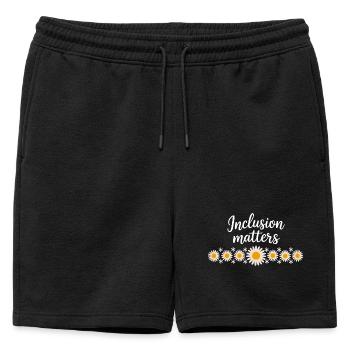 Inclusion matters with flower necklace - Mens' Premium Organic Sweatshorts - black - Front - AI Model Male 178 light (178cm)