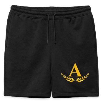 A - Short de survêtement homme premium - noir - Devant - AI Model Male 178 light (178cm)
