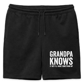 Grand-père sait que sinon, j’inventerai quelque chose de drôle. - Short de survêtement homme premium - noir - Devant - AI Model Male 178 light (178cm)