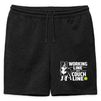 Ligne de travail au lieu de canapé | Border Collie - Short de survêtement homme premium - noir - Devant - AI Model Male 178 light (178cm)