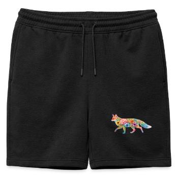 Fleurs en forme d’aquarelle en forme de renards - Short de survêtement homme premium - noir - Devant - AI Model Male 178 light (178cm)