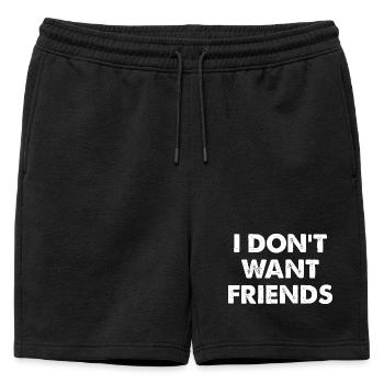 I DON'T WANT FRIENDS  - Männer Premium Organic Sweatshorts - Schwarz - Vorne - AI Model Male 178 light (178cm)