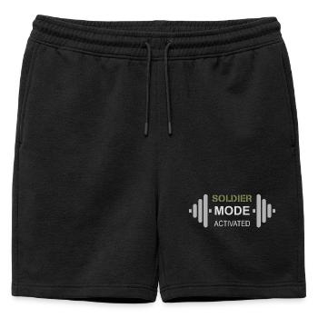 Mentalité de soldat | Cross Training et entraînement - Short de survêtement homme premium - noir - Devant - AI Model Male 178 light (178cm)