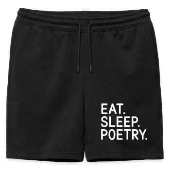 Eat Sleep Poetry Tee - Mens' Premium Organic Sweatshorts - black - Front - AI Model Male 178 light (178cm)