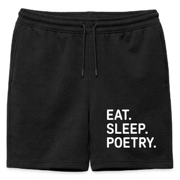 Eat Sleep Poetry Typography Tee - Mens' Premium Organic Sweatshorts - black - Front - AI Model Male 178 light (178cm)
