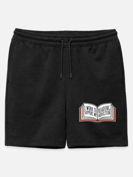 I Work To Support My Reading Addiction Bücher Logo - Männer Premium Organic Sweatshorts - Schwarz