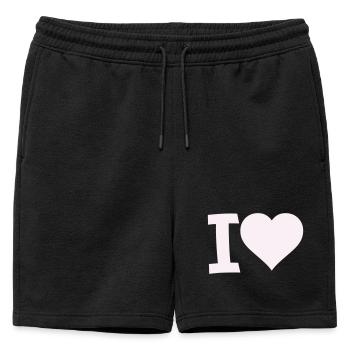 I Love Heart Motif - Mens' Premium Organic Sweatshorts - black - Front - AI Model Male 178 light (178cm)