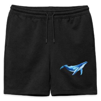 whale - Mens' Premium Organic Sweatshorts - black - Front - AI Model Male 178 light (178cm)