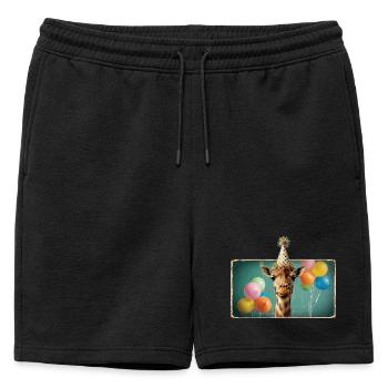 Fête Zoo Animaux Girafes Anniversaire du Zoo de la Jungle - Short de survêtement homme premium - noir - Devant - AI Model Male 178 light (178cm)